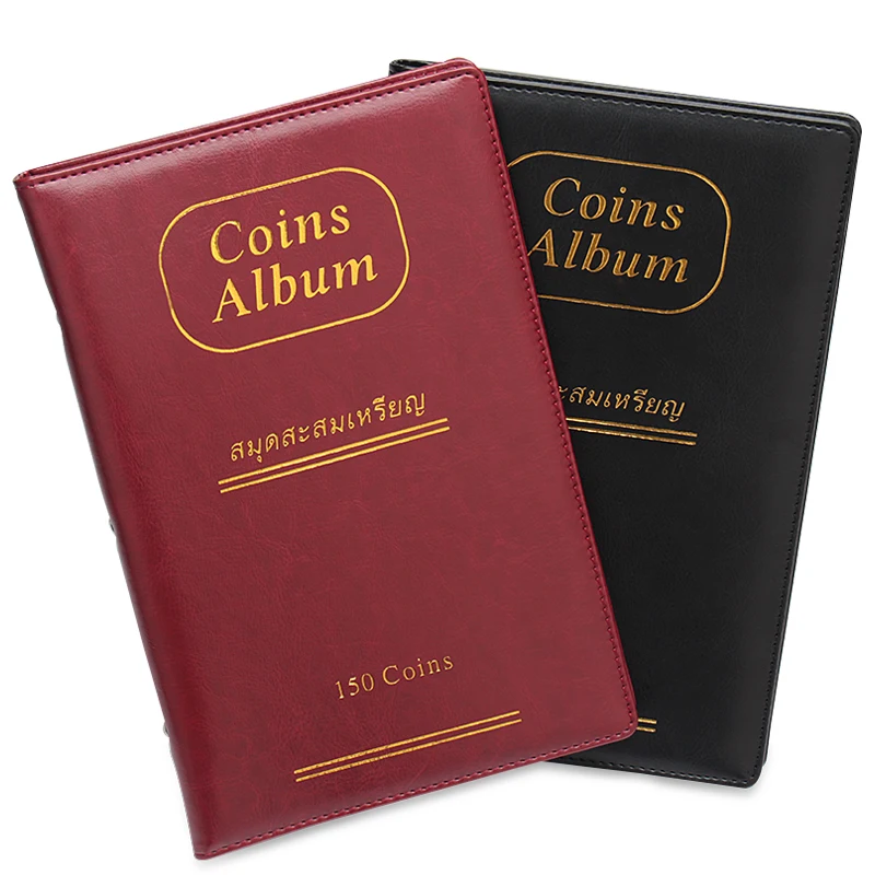 

10 Pages 150 Pockets PU Leather Album Coin Collection Book World COIN STOCK Vertical Style