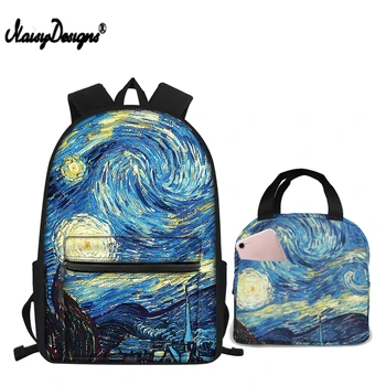 

NOISYDESIGNS Van Gogh Set School Bags Starry Sky Printing Students Teenagers Book-Bag Children Backpack Boys Laptop Mochila