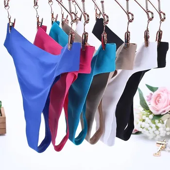 

6PC Sexy Girl's Invisible Underwear Briefs G-Strings Ice Silk Seamless Crotch Sexy polyester Underpants Perizoma da ragazza FJSL