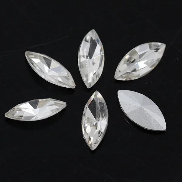 Glass Rhinestones All-size 24-color Horse Eye Crystal pointed back foiled fancy for shoes garment Headdress jewelry making