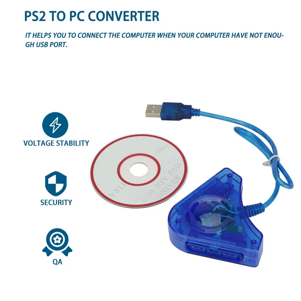 Игровой джойстик USB двойной плеер конвертер адаптер кабель для PS2 Привлекательный двойной Playstation 2 PC игровой контроллер USB с CD драйвер