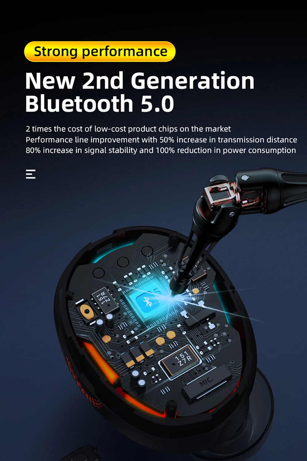 TWS беспроводные наушники Bluetooth гарнитура Мини стерео наушники 2000 мАч IPX 7 Водонепроницаемый HIFI Поддержка iOS/Android телефонов