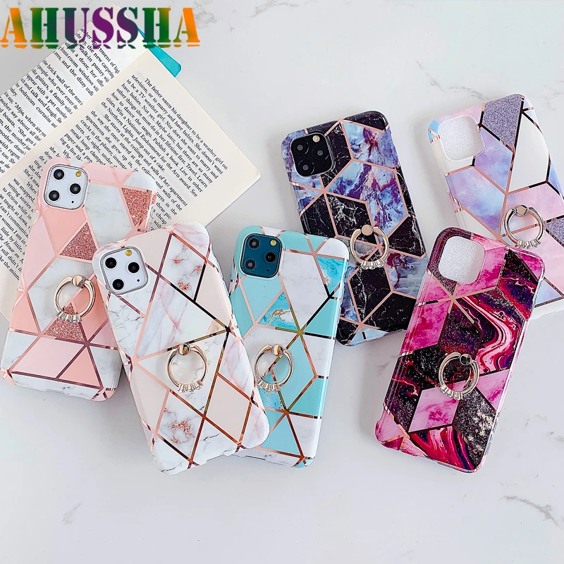 Чехол с мраморным покрытием розового и синего цвета для iPhone 11 Pro Max задняя крышка
