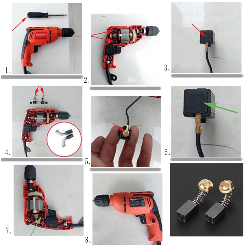 2 шт. электрическая дрель Угольная щетка запасная часть для DEWALT BOSCH MAKITA электроинструмент