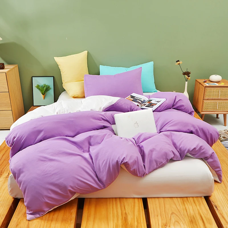 Kawaii Rainbow Bedding Set Fashion Matching Soft Warm Comfort A/B Brushed Fabric Bed sheet Duvet Cover Home King Queen Size 4pcs 