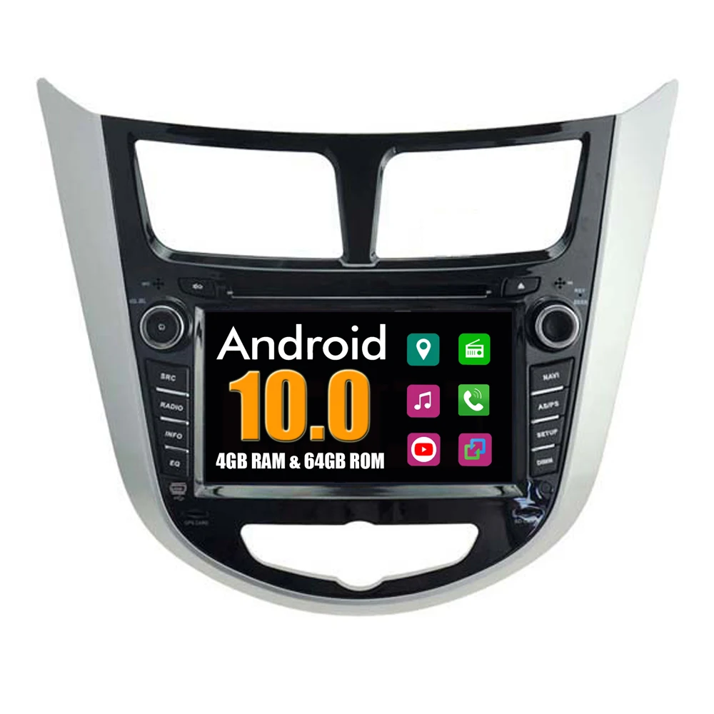 Автомобильный мультимедийный плеер RoverOne стерео DVD-плеер на Android 10 с GPS для Hyundai Verna