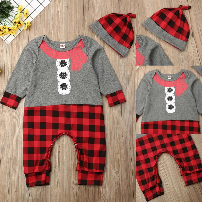 Emmababy комплект из 2 предметов на Рождество для новорожденных мальчиков и девочек, комбинезон+ шапка, комплект одежды