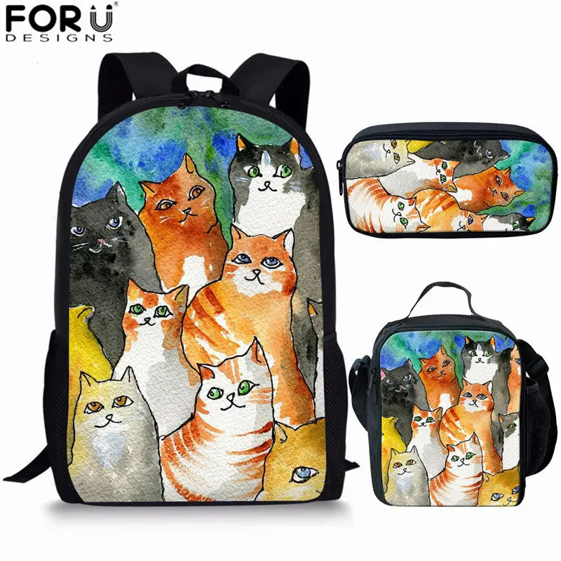 FORUDESIGNS/Дети Ясельного возраста, школьный рюкзак для девочек с героями мультфильмов, с принтом в виде кота розовый книга кавайи сумки для Начальная школа для детского сада, дошкольные наборы сумок для школы - Цвет: Z5029CGK
