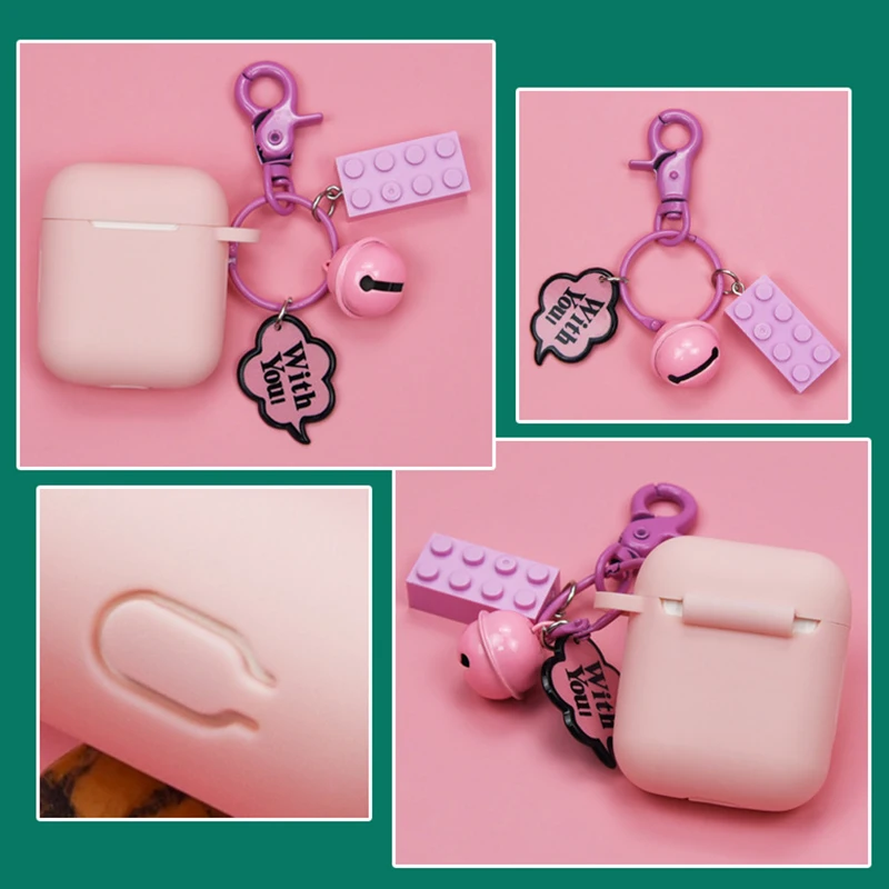 

Airpods1/2 Generation Universal Protective Cover Wireless Bluetooth Headset Silicone Protective Shell with Pendant Pink