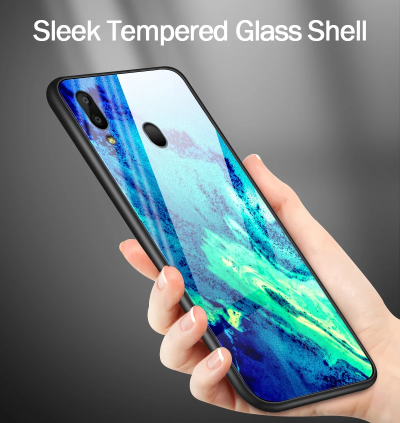 Закаленное Стекло чехол для samsung Galaxy A10 A20 A30 A40 A50 A6S A70 A8S A80 A90 задняя крышка J4Plus M10 M20 M30 Note9 модные Coque