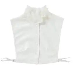 Женский милый слой Agaric Ruffles Stand False Collar Button Down полурубашка