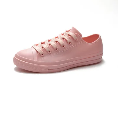 HEFLASHOR/женские резиновые сапоги; белые кроссовки; обувь из водонепроницаемого материала; сезон весна-лето года; женская повседневная обувь; резиновые сапоги для дождя; размер 40 - Цвет: Pink