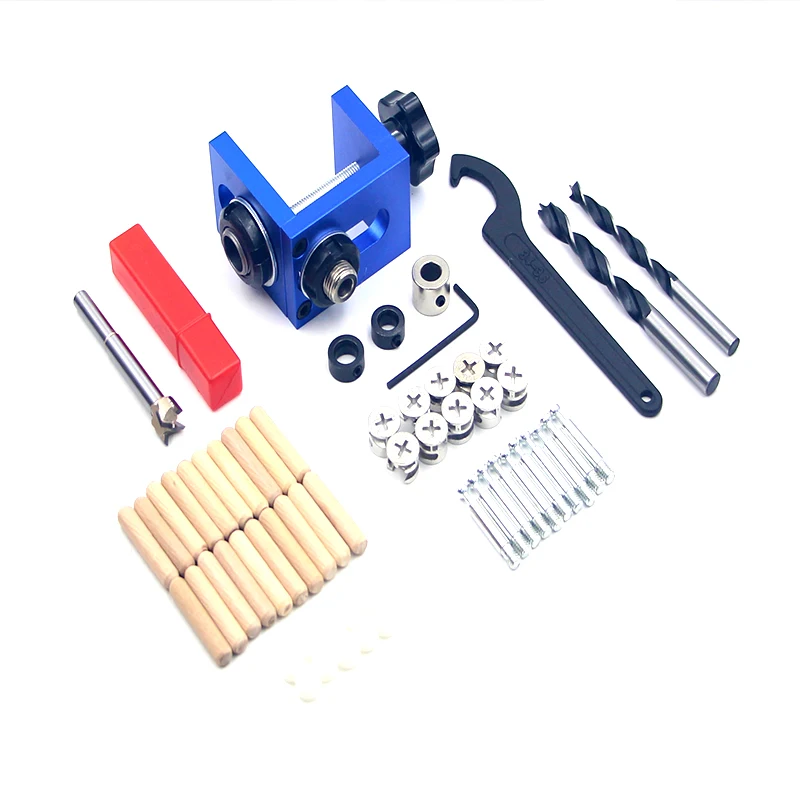 

doweling jig Kit set Pocket hole jig kit locator with grip bit wood dowel jig hole punch for angle drill manual woodwork tools
