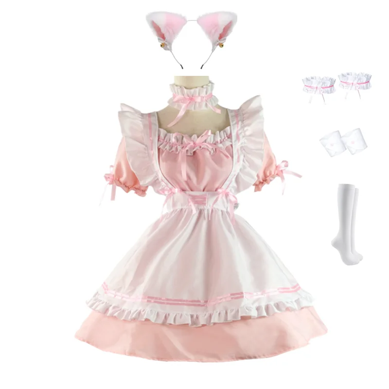 Plus Size Amine Black Sexy Lolita French Maid Cosplay Costume Dress Girls Woman Waitress Party Stage Outfit With Socks |