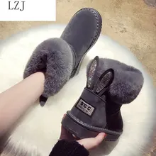 Новые женские ботинки брендовые зимние ботинки из натуральной кожи с натуральным лисьим мехом Теплые повседневные черные женские зимние ботинки с круглым носком размера плюс