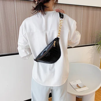 

Fashion Fanny Retro Alligator Durable PU Chest Bag Women Zipper Crossbody Belt Pouch Purse Solid Color Crossbody Pack Small
