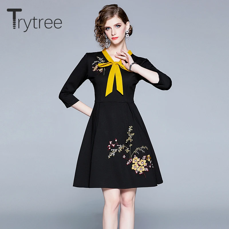 Женское Повседневное платье Trytree элегантное офисное трапециевидной формы на
