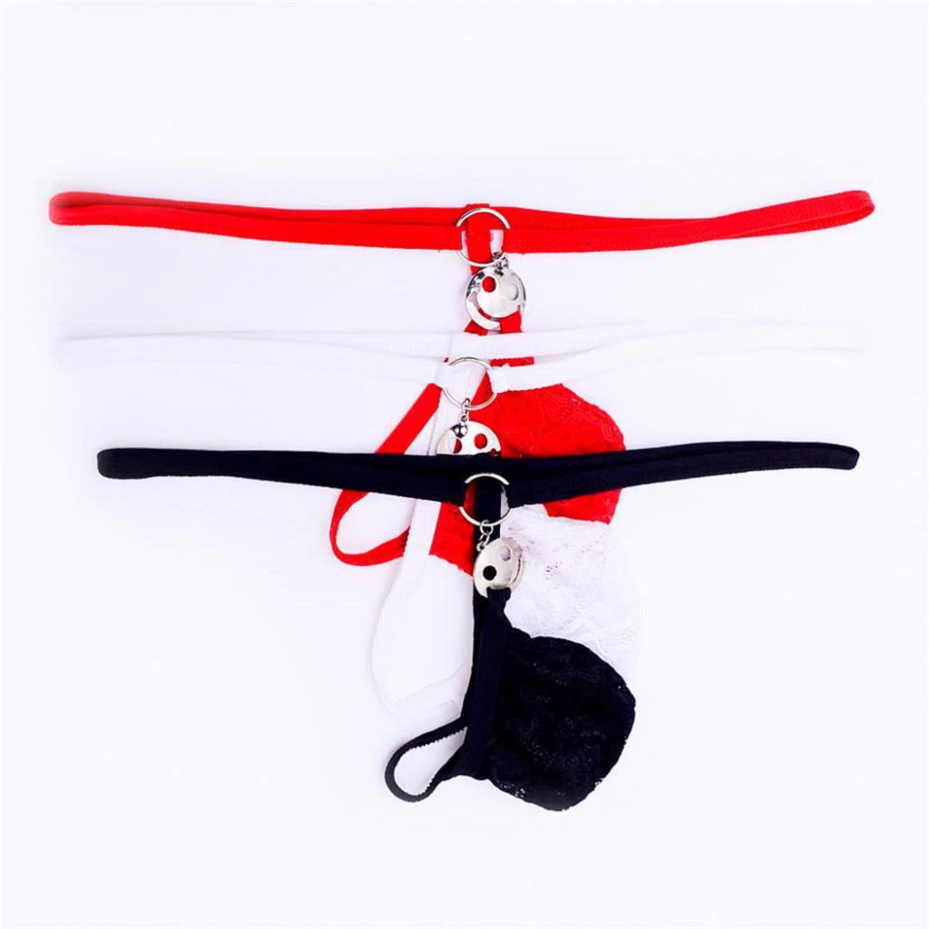 Mens Sexy Lace Mini Pouch G-string Briefs Underwear Low-rise G-String Backless Bulge Pouch Briefs T-back Thong Underpants