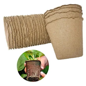 

50Pcs 2.4" Paper Pot Plant Starters Seedling Herb Seed Nursery Cup Kit Organic Biodegradable Eco-Friendly Home Cultivation Hot