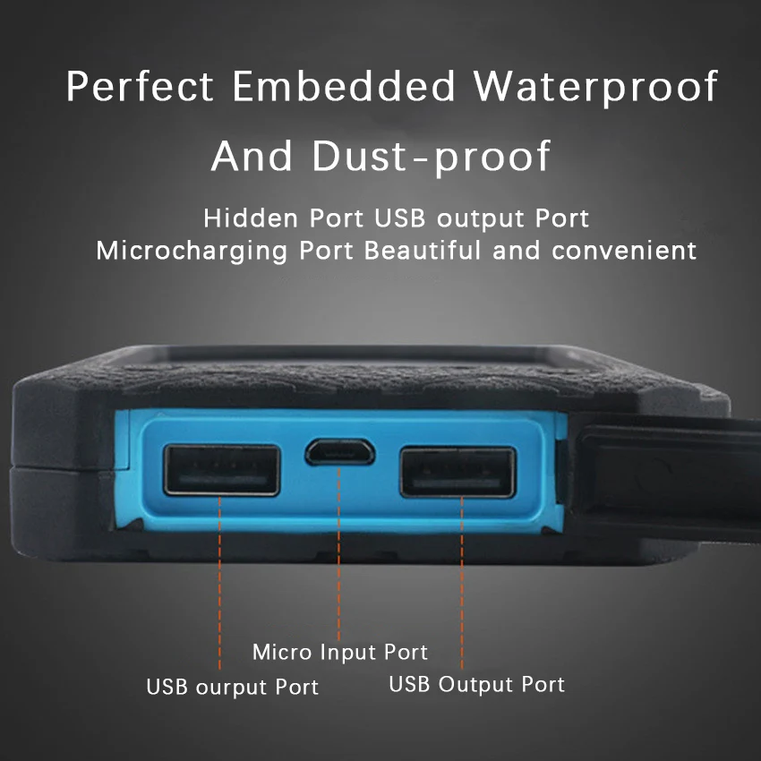  Xiaomi caliente 30000mAh banco de energía Solar impermeable a prueba de polvo doble salida USB lint