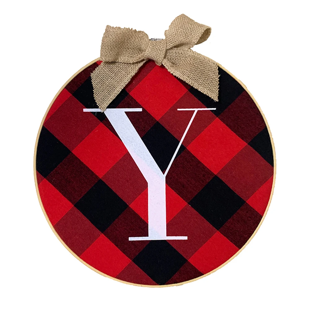 Рождественские украшения знак Joy Buffalo Check клетчатый венок входная дверь