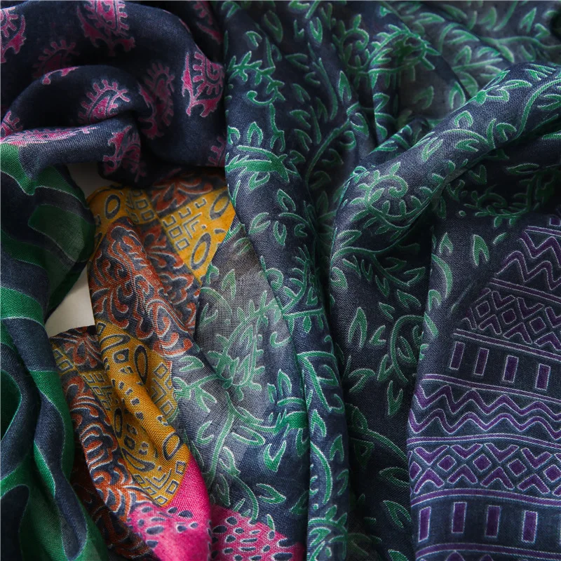 2022 móda design aztécká říše květinová patchwork viskózová vlákna přehoz šála vysoký kvalita nákrčník podzim zima fulárových muslimové hidžáb sjaal