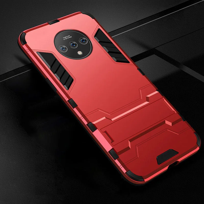Red Противоударный защитный чехол для Oneplus 7T 7 Pro Чехол-подставка автомобильный чехол для телефона с кольцом для One Plus 7T Pro 7 Pro чехол-накладка - Color: Red