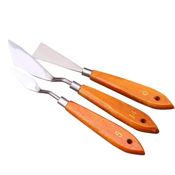 

3pcs Spatula Art Tools Multipurpose Mixed School For Artist Painting Scraper Set Stainless Steel Shovel Wooden Handle Sculpt