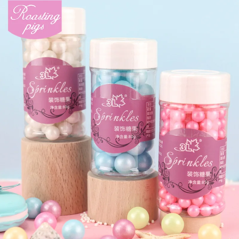 Bakery Decoration Color Sugar Bead 85 Grams Bottled Cake Lollipop Decoration Sugar Colorful Beads Sliver Beads Kim White Sugar P