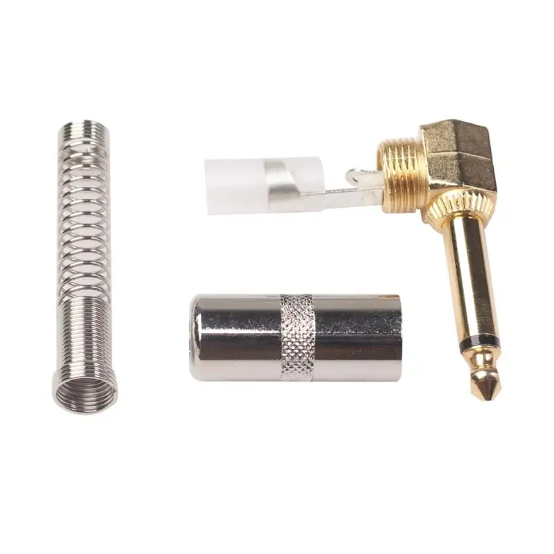 Multi-function Metal Shell Audio Plugs 90 Degree Angle 6.35mm 1/4inch Jack Plug Solder Male Mono Socket Audio Connector