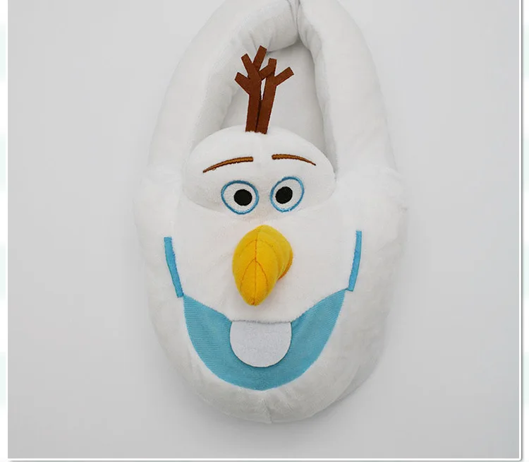 Зимние теплые домашние тапочки с изображением Олафа; 29 см; милая обувь с рисунком снеговика; плюшевые домашние тапочки для влюбленных