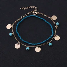 Европа и Америка Горячая Распродажа jiao shi pin богемский Синий Бирюзовый бисерный браслет вафельный бисерный браслет комбинированный ножной браслет