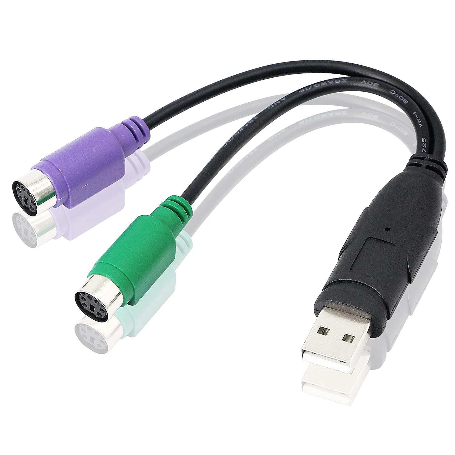 New sales USB to Dual PS 2 Adapter for Mouse Keyboard Black