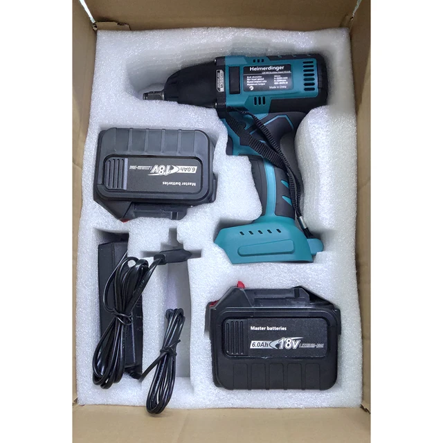 True 550N.m lithium-ion battery powered  1/2 inch brushless cordless impact wrench with 18V battery for car repair truck repair with 2 6.0Ah battery