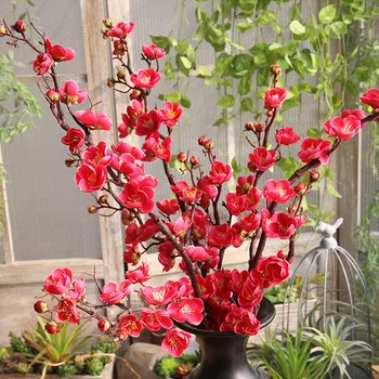 

1 Branch Classical Simulation Flowers Chinese Style Long Branch Red Plum Blossom Garden Home Wedding Decor Photography Props