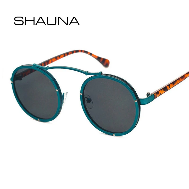 Женские и мужские винтажные очки SHAUNA круглые брендовые | Женские солнцезащитные очки -32783891900