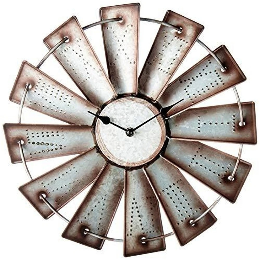 Rustic Farmhouse Windmill Metal Wall Clock Wall Clocks Aliexpress