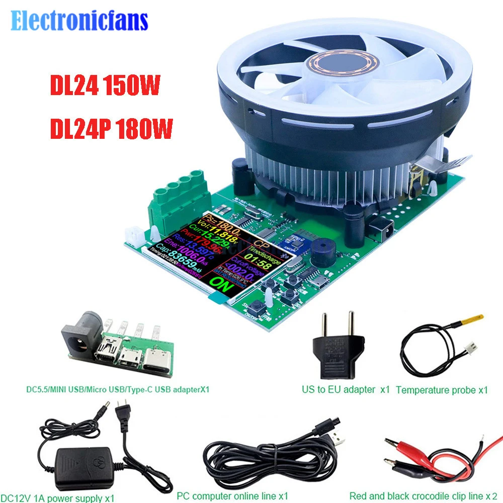 180W Electronic Load Voltage Ammeter Meter Battery Capacity Discharge USB Tester