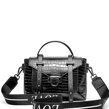 

Handbag New Europe and America Retro Crocodile Pattern Lock Messenger Bag Ladies Shell Fashion Leather Shoulder Crossbody Bag