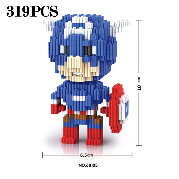319p Captain America Строительные блоки, игрушки для детей, Super Mario Bros, алмазные мини-блоки, Doraemoned, супер герой, Narutoes, Звездные войны, Детский Рождественский подарок - Цвет: 319p Captain America