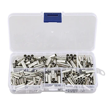 

280 Pieces Non-Insulated Butt Connectors Non-Insulated Wire Ferrule Cable Crimp Terminal Kit for Electrical Splice Diy(22-16Awg