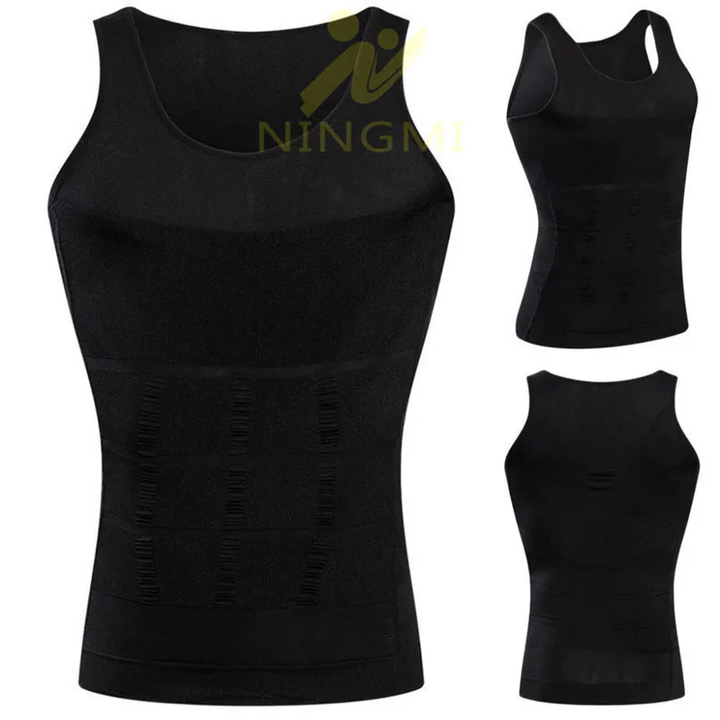 NINGMI Slimming Body Shaper Tummy Trimmer Hide Men Boobs Shapewear Underwear Corset Waist Trainer Muscle Chest Compression Shirt