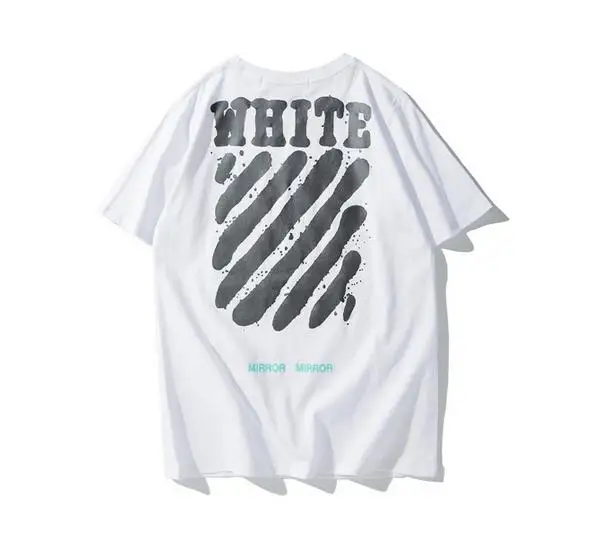 Новинка Off-White OW косая полоска унисекс пара влюбленных моделей хлопок Мода Круглый вырез короткий рукав Футболка