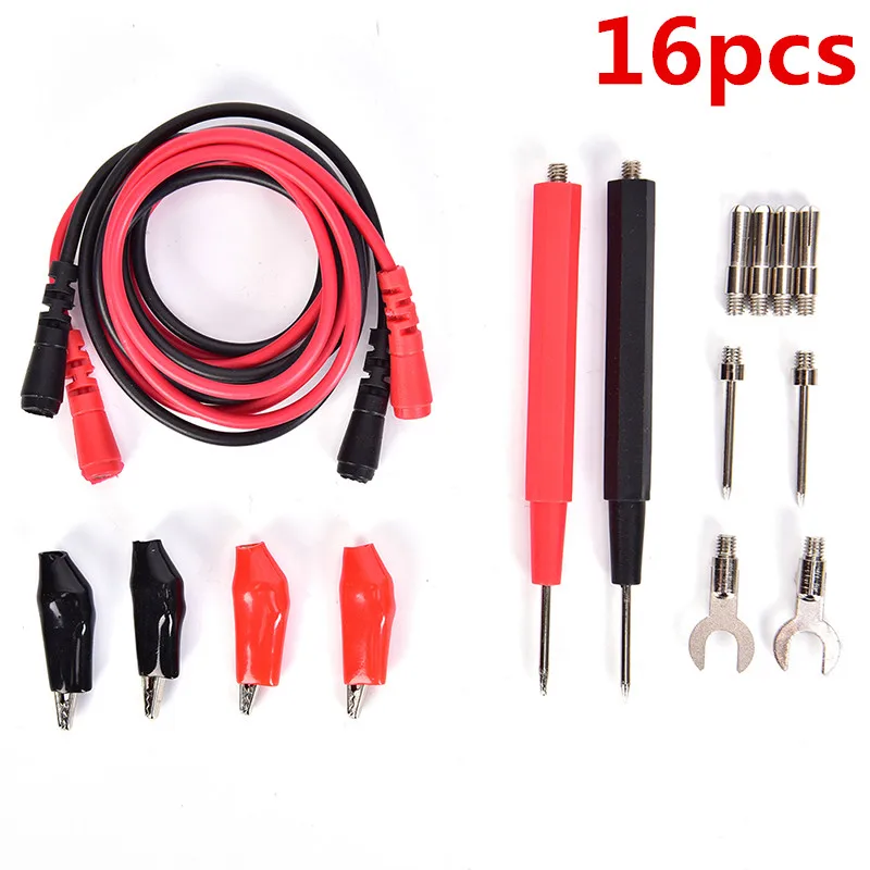 16Pcs/Set Universal Digital Multimeter Probe Test Leads Cable Pin Meter Tester Needle Tip Lead Probe Alligator Clip Pen Kit