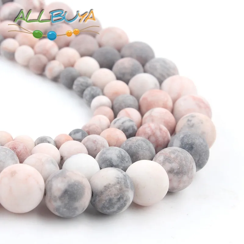 Jaspers-Beads Necklace Minerals-Stone Polish Diy Bracelet Jewelry-Making Pink Matte Zebra