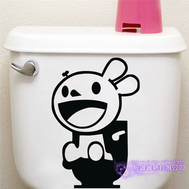 Dctal Toilet Rabbit Commode WC Funny Sex Girl Sticker Power Decal Posters Vinyl Wall Decals Parede Decor Mural