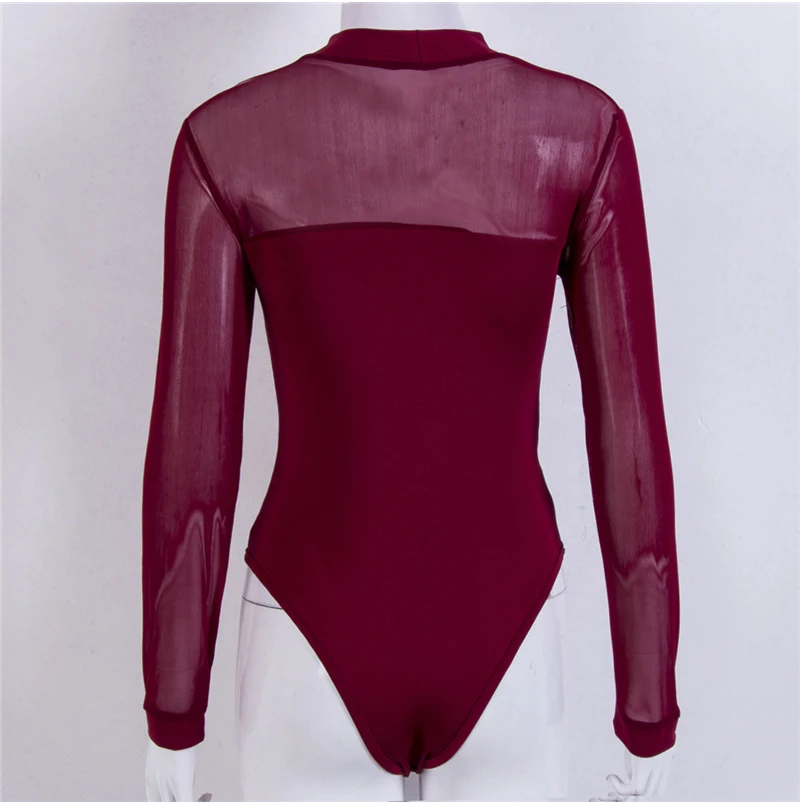 Fashion Women Bandage Tight Bodysuit Elegant Stretch Leotard Long Sleeve Body Tops T shirt Romper Sexy Party Club Streetwear