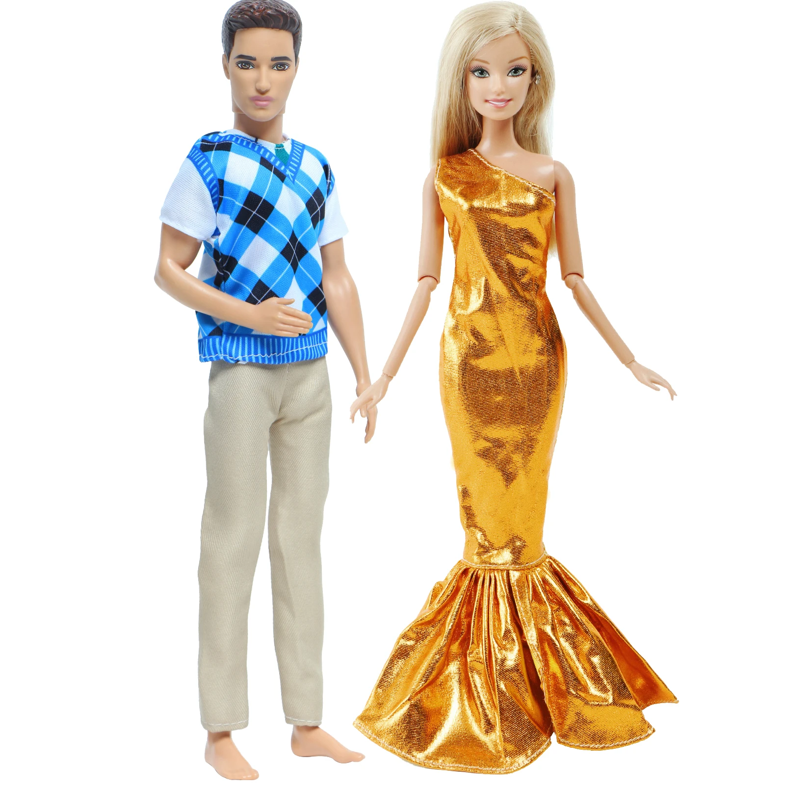 Doll Dress 2 Set Couples Wear Outfit Mini Princess Gown Men Suit Trousers Party Wear Clothes for 30cm 11.5 Inch Doll Accessories doll clothes