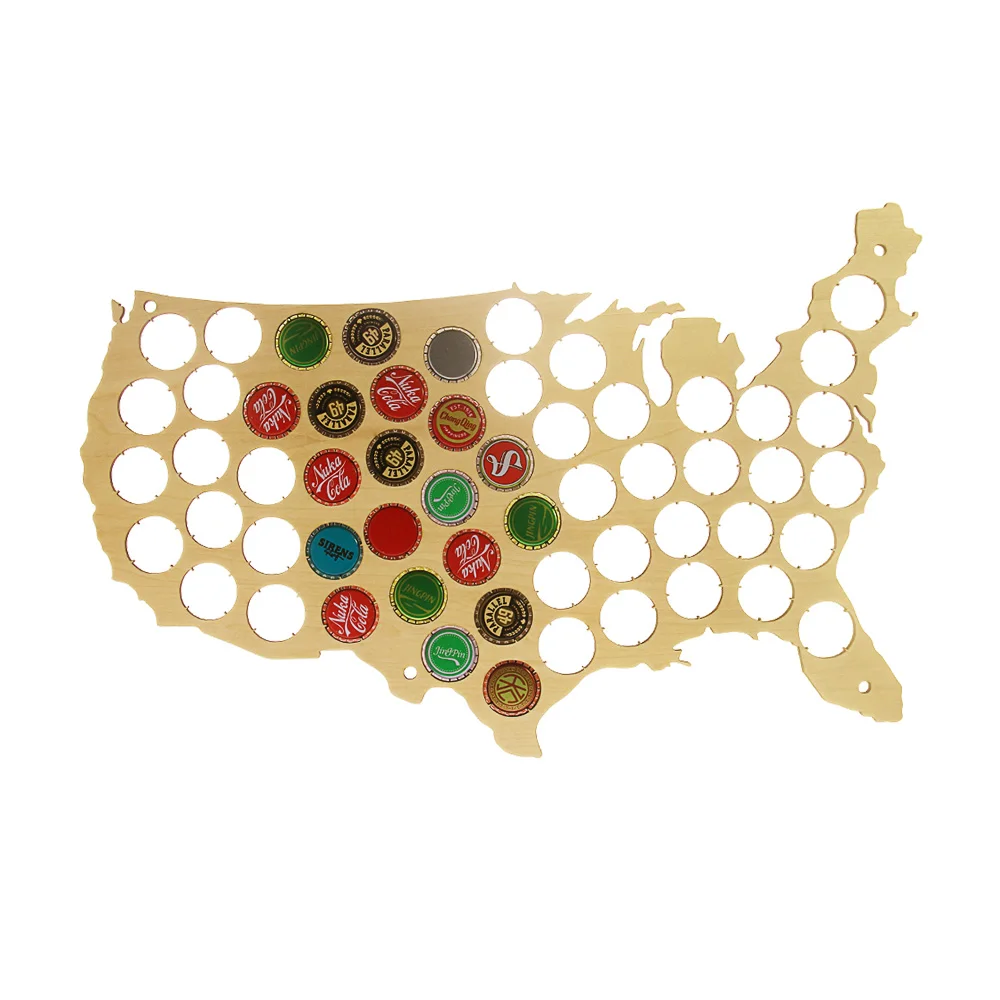USA Patriotic Wooden Beer Cap Maps Bottle Caps Map of Display Board Decorative Wall Art Decor For Collectors | Дом и сад