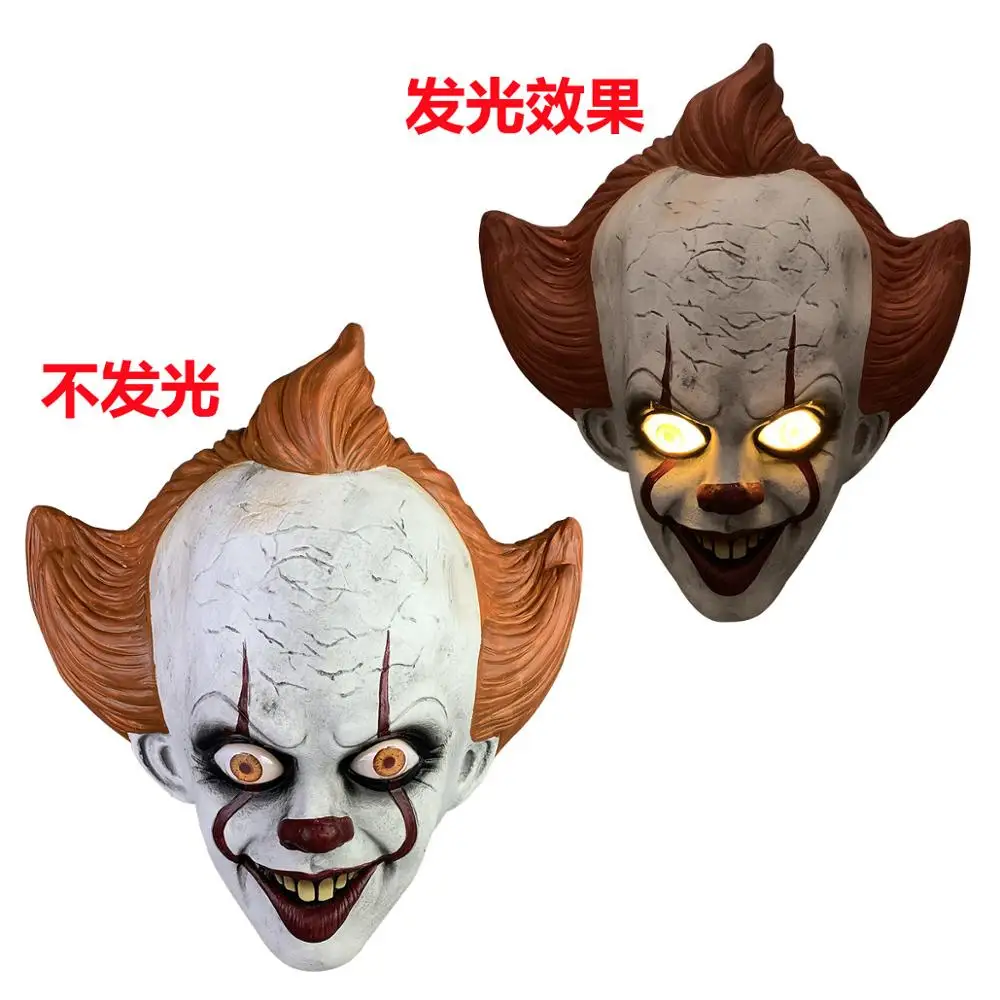 Светодиодный Stephen King's It Mask Pennywise Horror одежда для клоуна маска блеск глаз клоун латексная маска для хеллоуина аксессуары для косплея - Цвет: 13